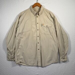 Beretta Mens Tan Long Sleeve Vented‎ Back Shooting Hunting Shirt XL Khaki Cotton